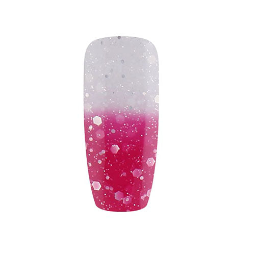 Esmalte Gel Termo TC21 Blanco traslucido a Fucsia con glitter