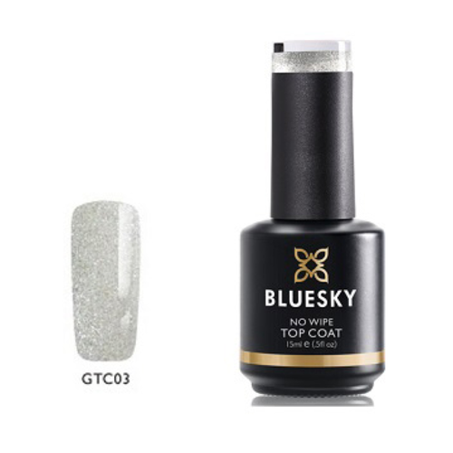 Esmalte Gel Top Coat Sin capa de inhibición GTC03 con microglitter
