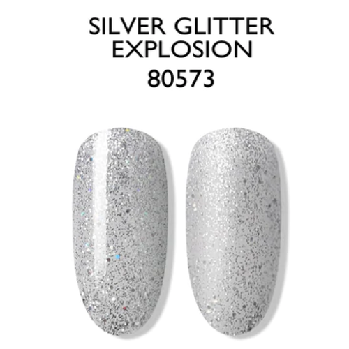 Esmalte Gel 80573 Glitter plateado semi-Holo