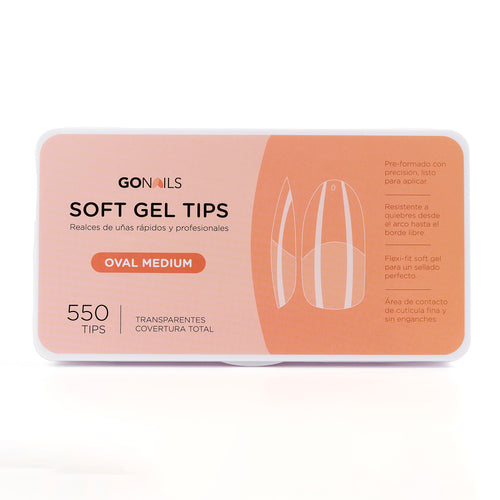 Soft Gel tips - Oval Medium (Pre-limados) (550 unidades)