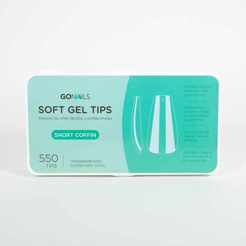 Soft Gel tips - Short Coffin (550 unidades)